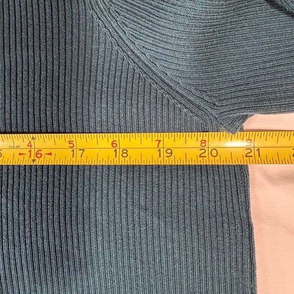 Coldwater Creek Teal Blue Ribbed Knit Mock Neck Long Sleeve Sweater Size XL - Picture 8 of 9